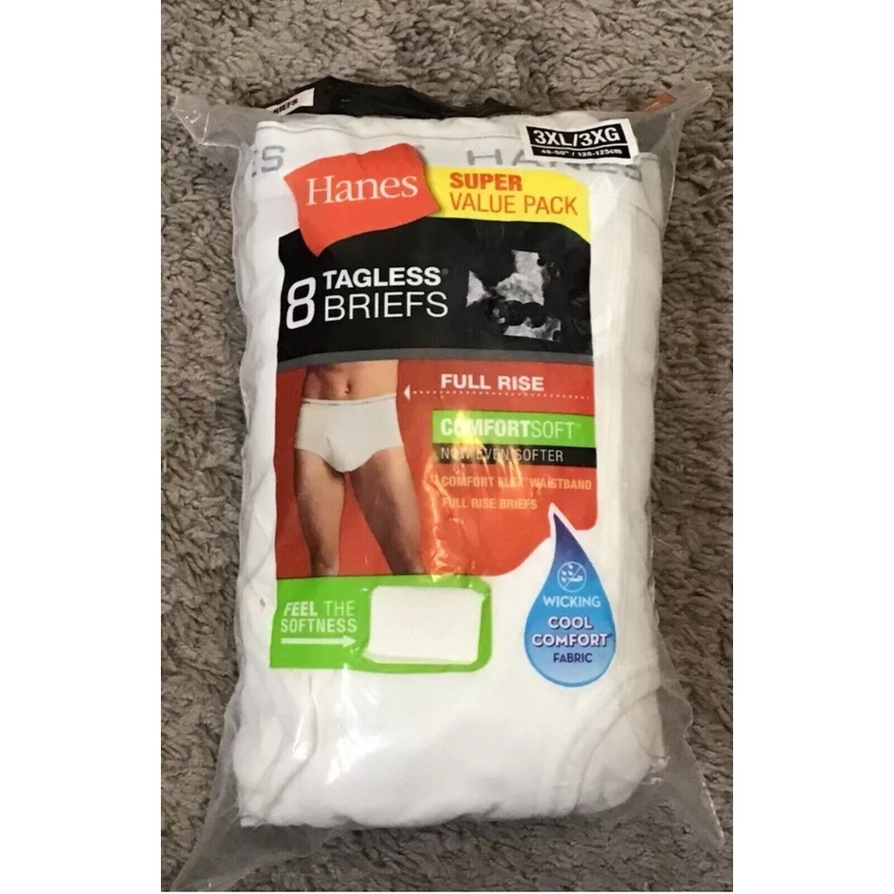 Hanes Men's Briefs 8-Pack TAGLESS & Comfort Flex Waistband 100% Cotton 3XL 48-50
